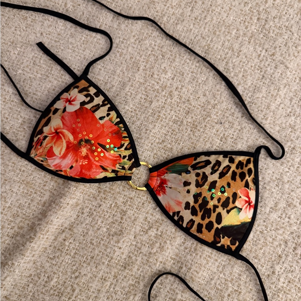 GUESS Floral Leopard Bikini Top